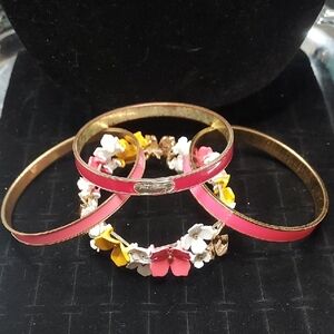 Vera Bradley Vivacious Pink Bangle with Gorgeous Coordinating Metal Bangles